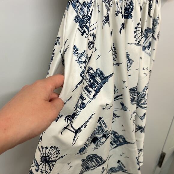 Maje Rapomi white shirt dress paris Print short sleeve Dress Size 3 FR 40 US 8 - Picture 10 of 14